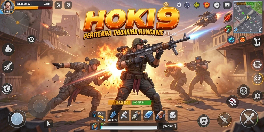Gambaran mendebarkan dari gameplay seru HOKI9 dalam pertempuran Battle Royale.