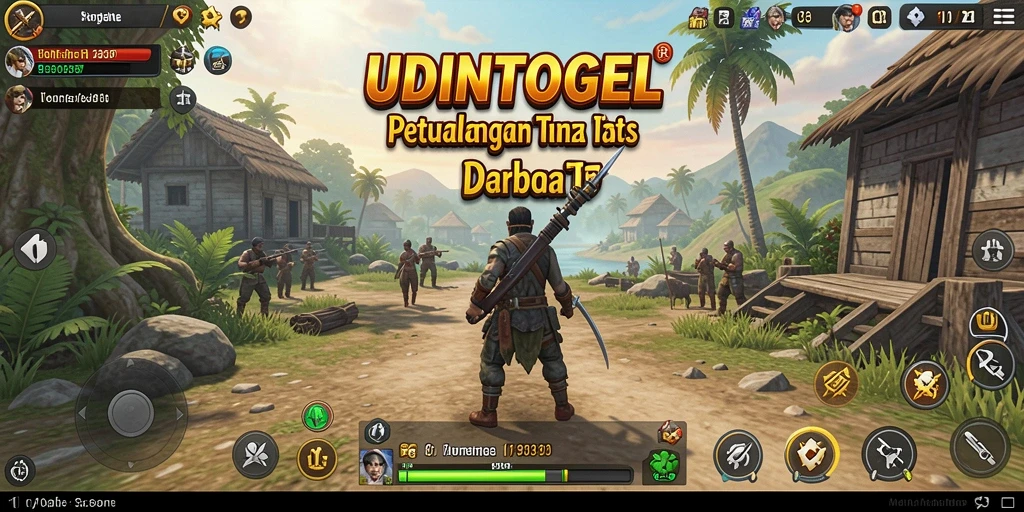 Screenshot utama gameplay UDINTOGEL menampilkan petualangan luas di dunia terbuka.